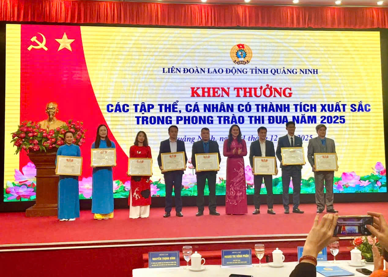 Công đoàn Trường Đại học Công nghiệp Quảng Ninh được tặng Bằng khen có thành tích xuất sắc trong phong trào thi đua “Giỏi việc nước, đảm việc nhà” năm 2025