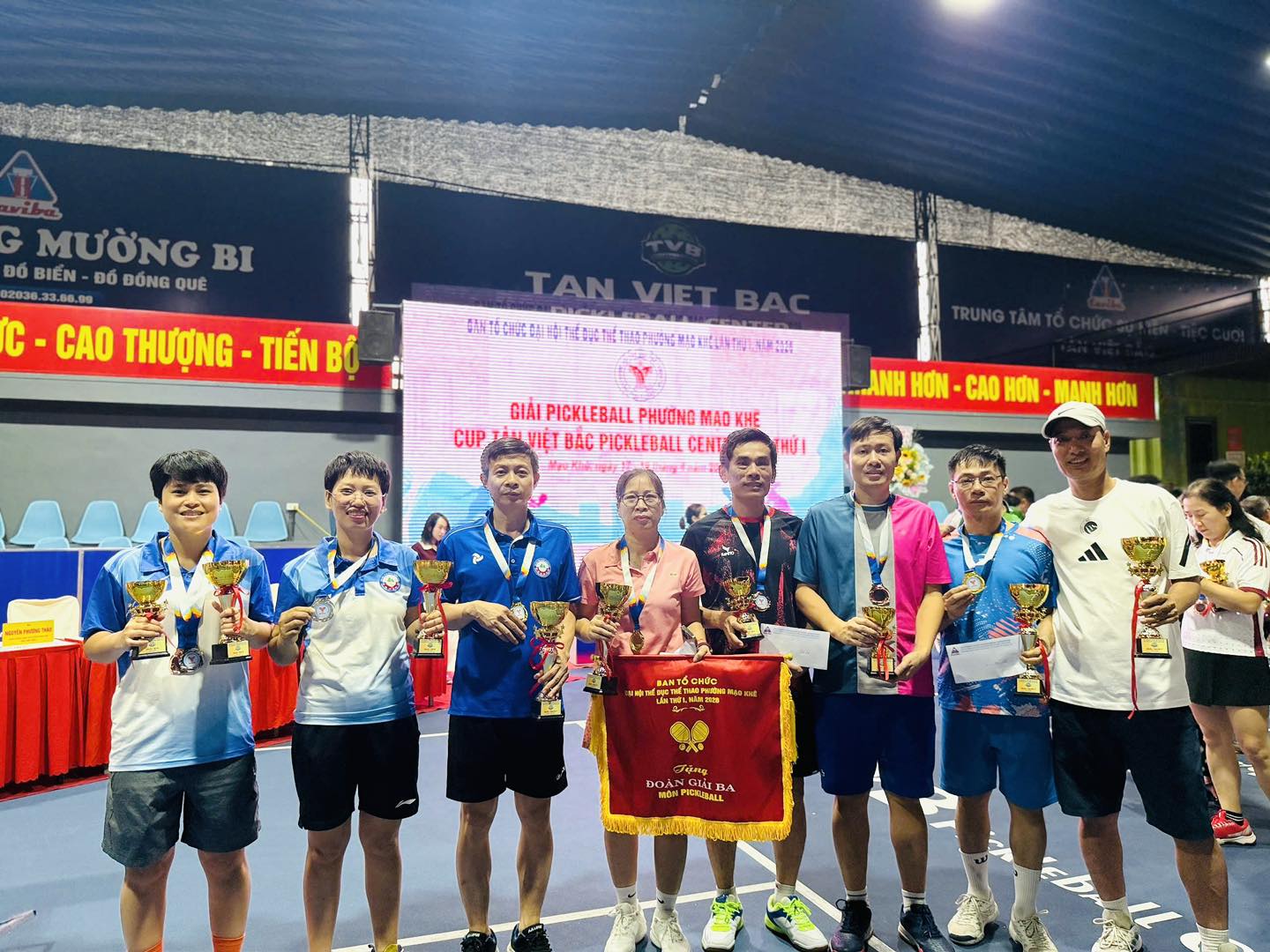 Đoàn thể thao Trường Đại học Công nghiệp Quảng Ninh tham gia Giải Pickleball Cúp Tân Việt Bắc Pickleball Center lần thứ I do phường Mạo Khê tổ chức